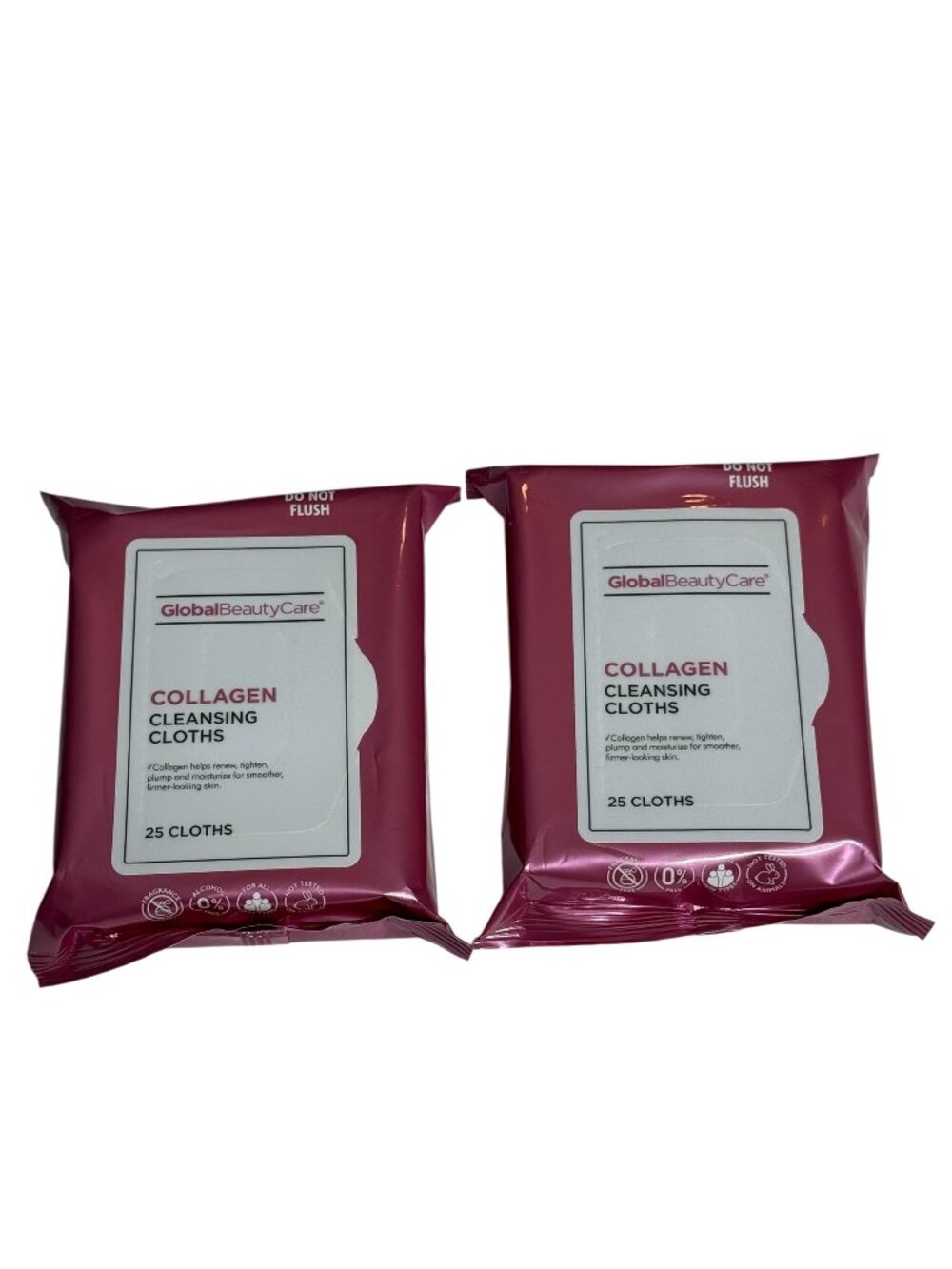Global Beauty Care Collagen Cleansing Cloths 2 Pack 25 Ct Makeup Remover Wipes